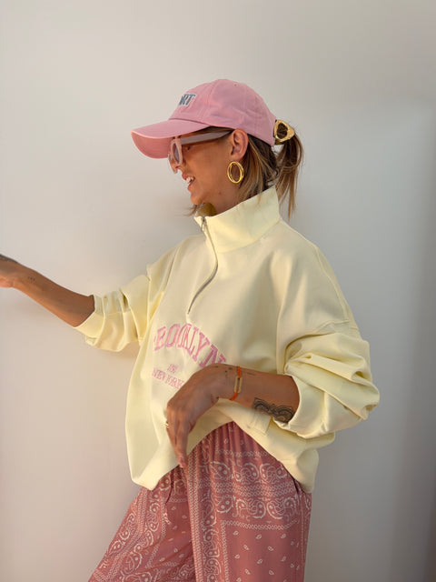 Sweat Brooklyn - jaune et rose