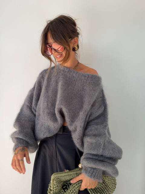 Pull 80% Mohair - gris