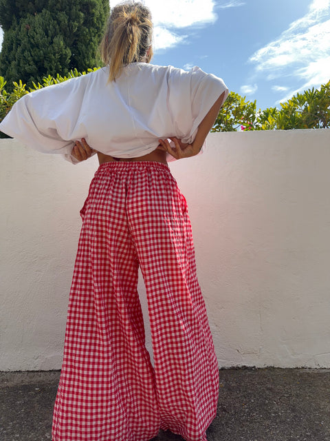 Pantalon à carreaux - rouge (pré commande)
