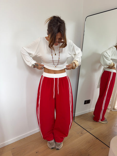 Pantalon à bandes - rouge et blanc