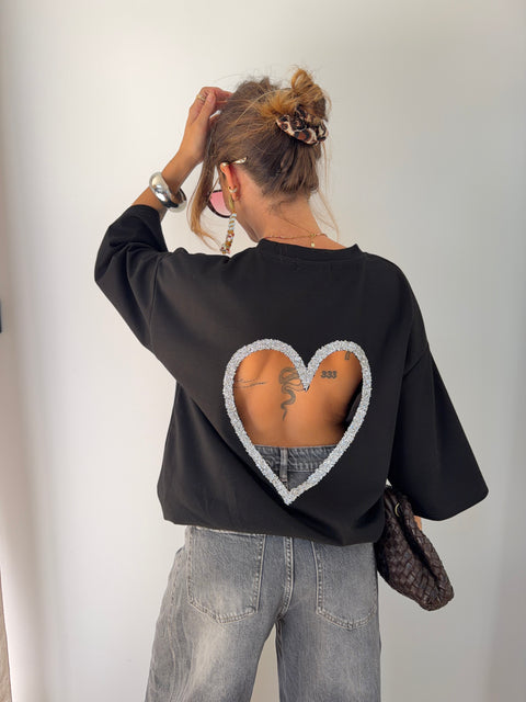 T-shirt coeur - noir