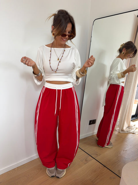 Pantalon à bandes - rouge et blanc