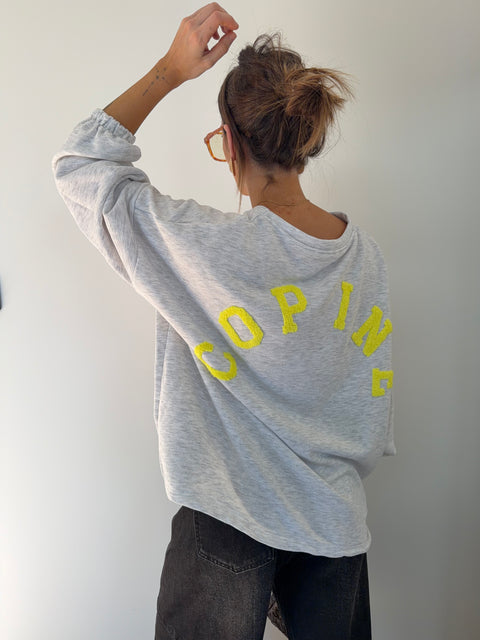 Sweat Copine - gris et jaune fluo (pré commandé)