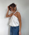 Top court bouffant dos nu - blanc