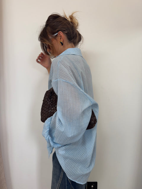 Chemise oversize rayée - bleu clair