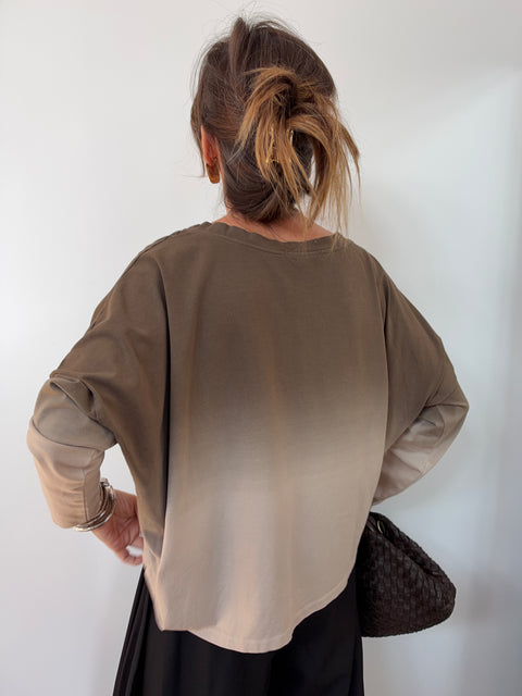 Tee-shirt tie and die - choco et beige