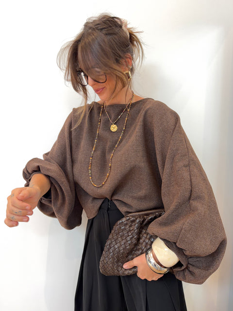 Haut manches bouffantes - IBIZA choco
