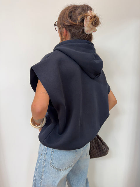 Sweat oversize à capuche - bleu marine