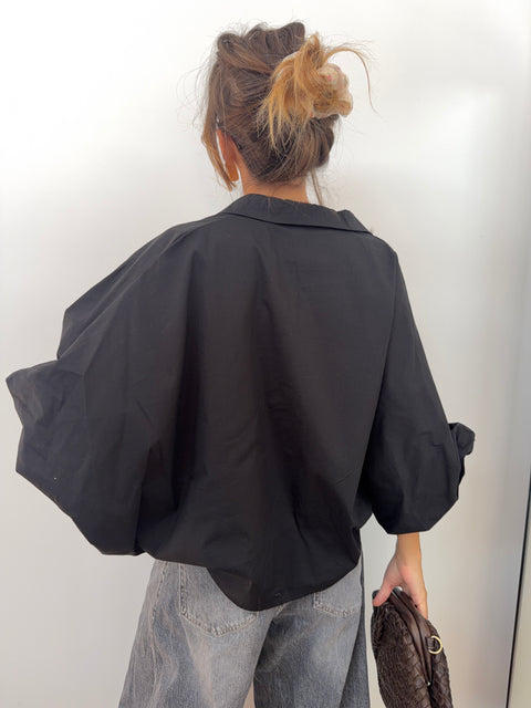 Chemise manches bouffantes - noir