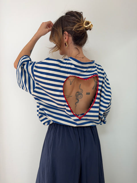 T-shirt coeur - bleu roi