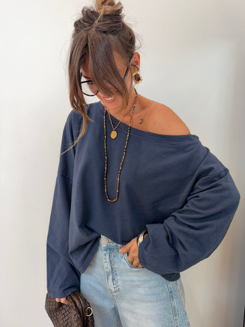 T-shirt asymétrique - bleu marine