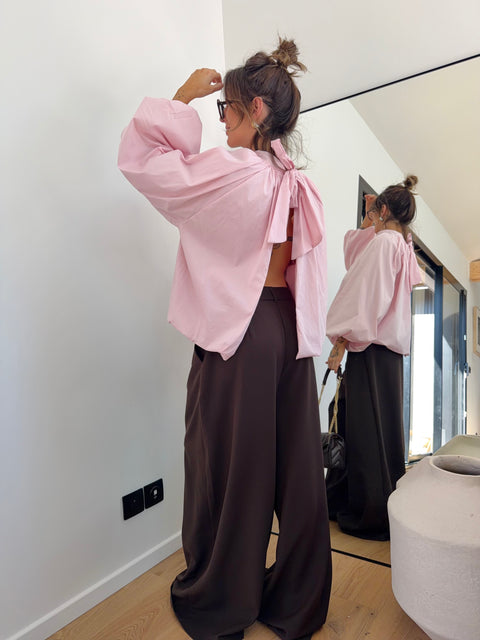 Blouse dos nu - rose poudré