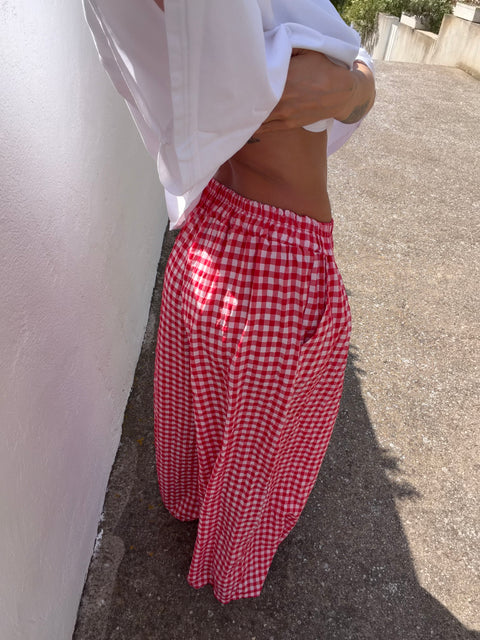 Pantalon à carreaux - rouge (pré commande)