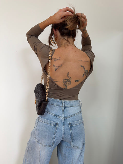 Body manches longues - taupe