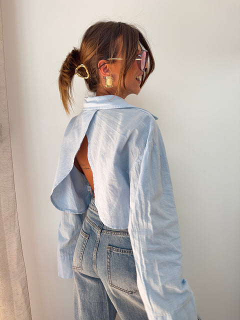 Chemise lin courte Lover's - bleue