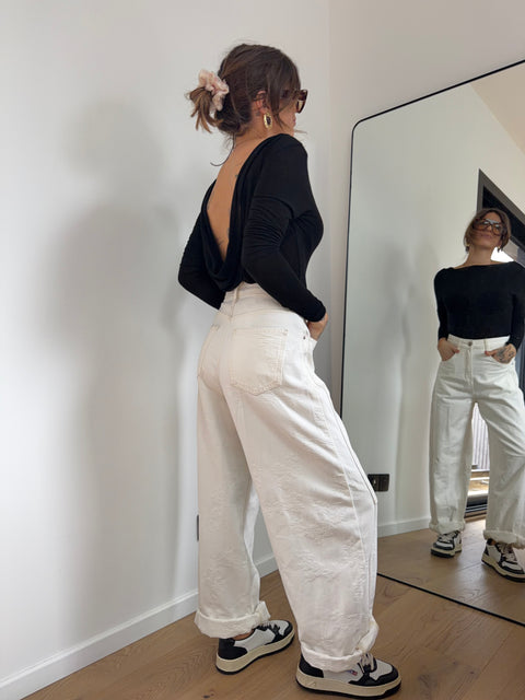 Jeans à détails fleuris beige