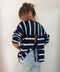 Pull rayé avec noeud - bleu