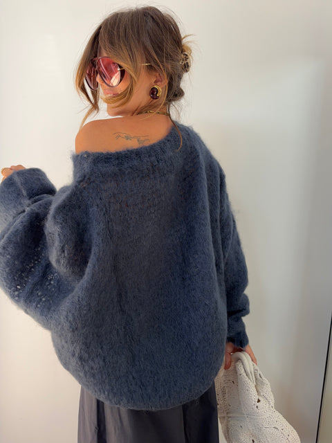 Pull 80% Mohair - bleu