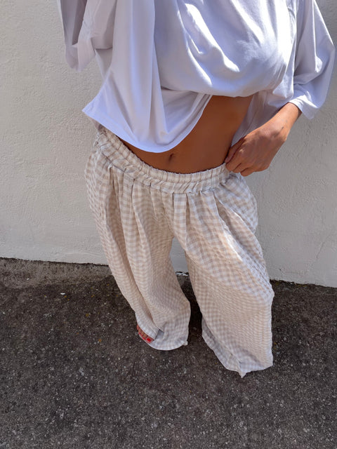 Pantalon à carreaux - beige clair (pré commande)