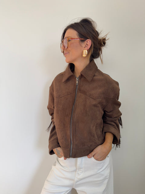 Veste à franges - marron