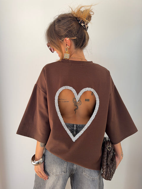 T-shirt coeur - chocolat