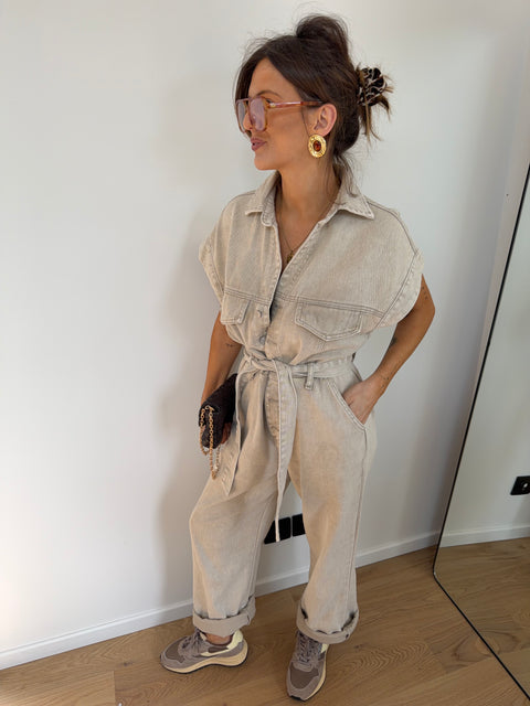 Combinaison en jean - beige