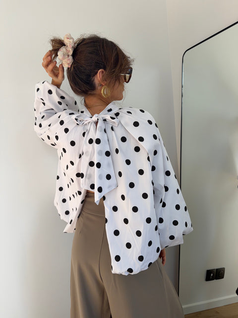Blouse dos nu à pois