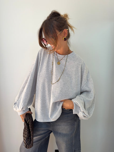 Sweat dos nu - gris chiné