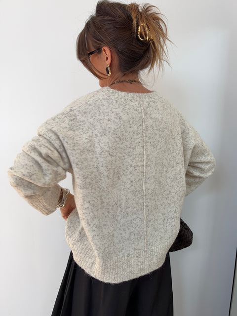 Pull moucheté - Crème