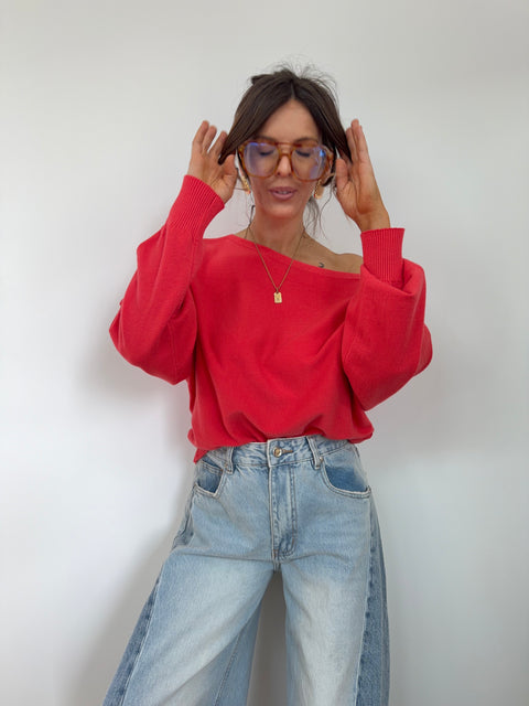 Pull asymétrique - corail