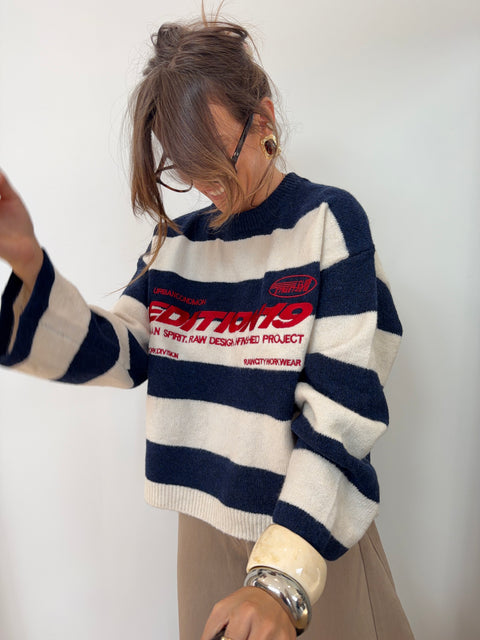 Pull à Rayure - "edition19" Marine
