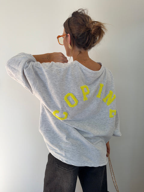 Sweat Copine - gris et jaune fluo (pré commandé)
