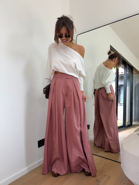 Pantalon à scratch - vieux rose