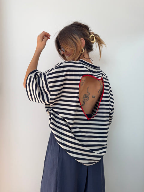 T-shirt coeur - bleu marine