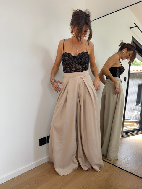 Pantalon à scratch - beige