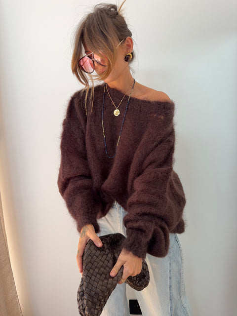 Pull 80% Mohair - chocolat