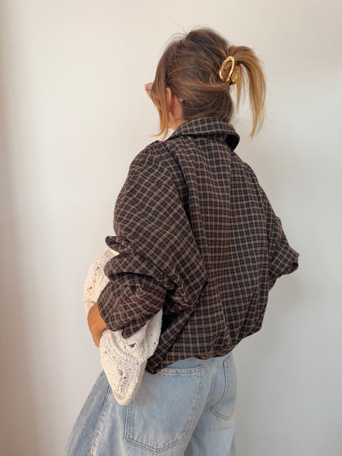 Veste à carreaux - marron et beige