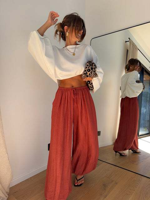 Pantalon en viscose - terracotta