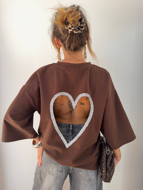 T-shirt coeur - chocolat