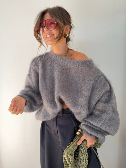 Pull 80% Mohair - gris