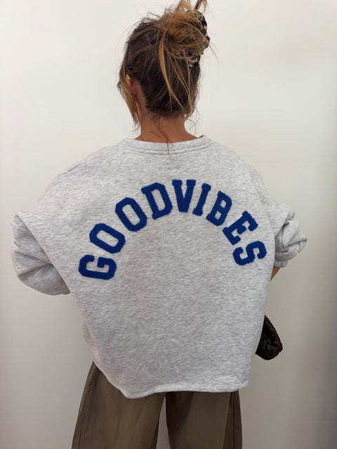 Pull GOOD VIBES - bleu roi