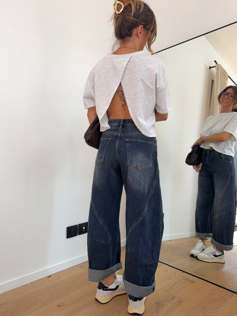 Jeans ballon - bleu brut