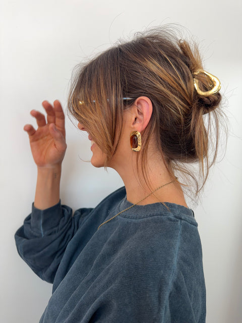 Boucles d'oreilles carrées - ocre