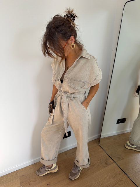Combinaison en jean - beige