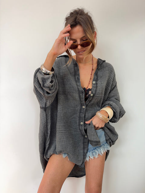 Chemise en gaze de coton - grise