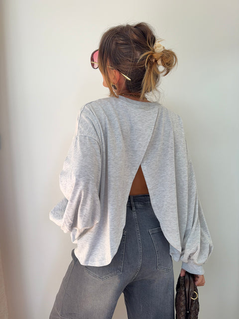 Sweat dos nu - gris chiné
