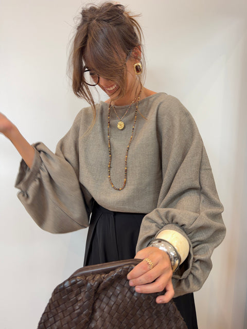 Haut manches bouffantes - IBIZA taupe