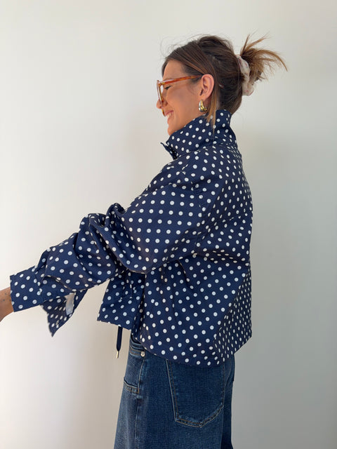 Veste à pois - marine et blanche
