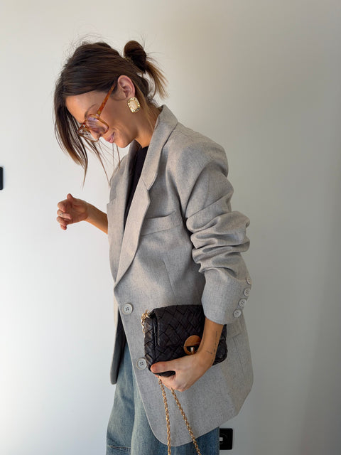 Blazer oversize - gris clair chiné