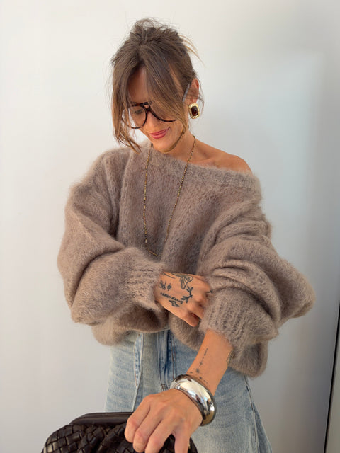 Pull 80% Mohair - taupe
